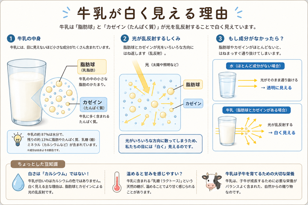 【図解】牛乳が白く見える理由