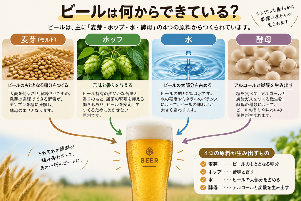 ビールは何からできている？